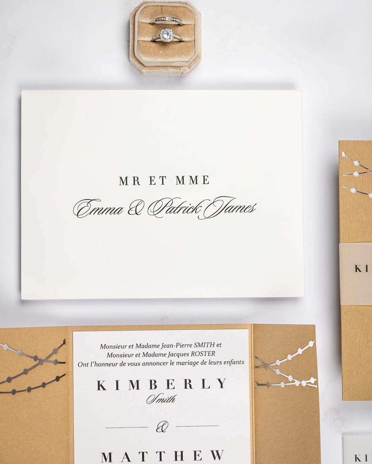 "Light" - Faire-part de mariage champêtre, élégant et romantique avec dorure or – Wedding stationery - Création Luxe Carterie Studio