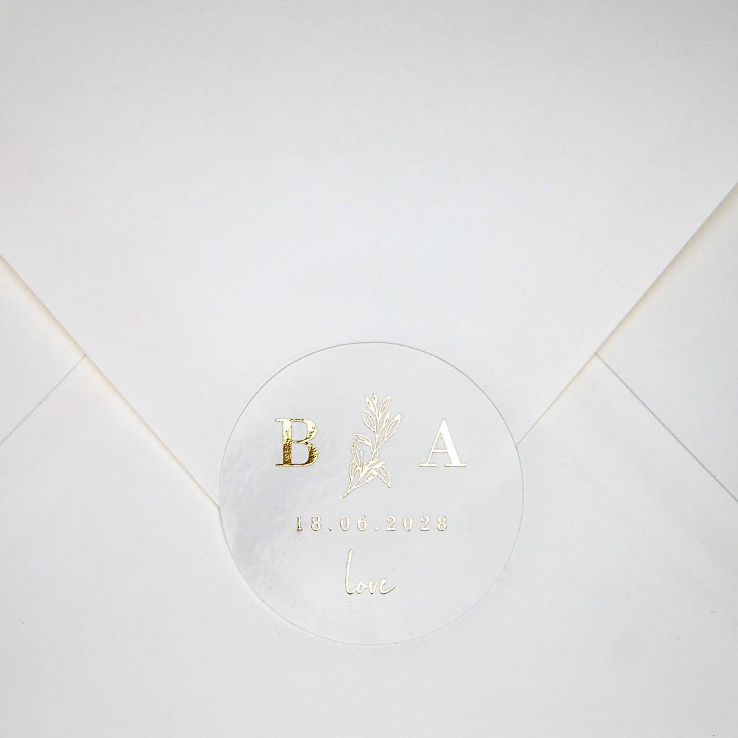 "Lila - Sticker" - Faire-part de mariage chic, élégant et romantique avec dorure or - Wedding stationery - Création Luxe Carterie Studio
