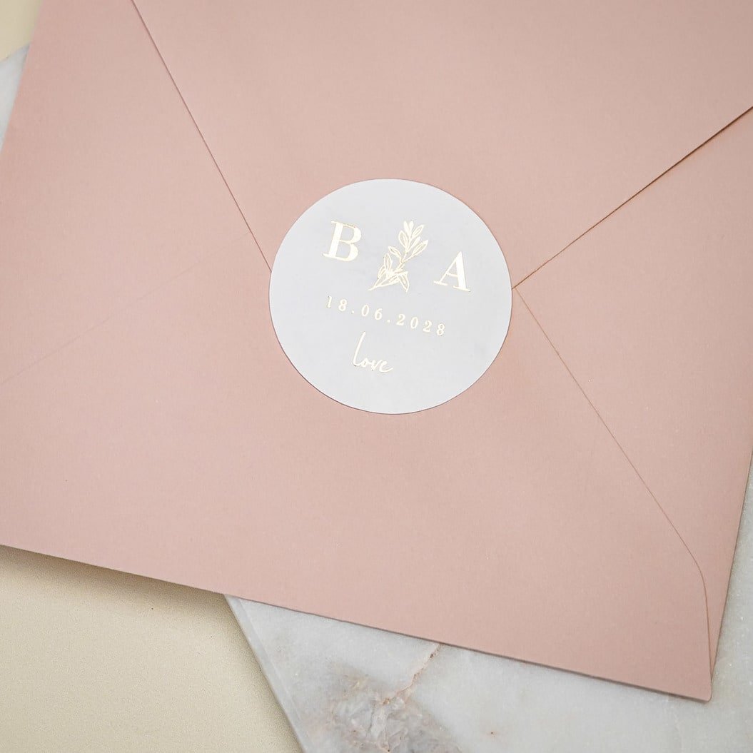 "Lila - Sticker" - Faire-part de mariage chic, élégant et romantique avec dorure or - Wedding stationery - Création Luxe Carterie Studio