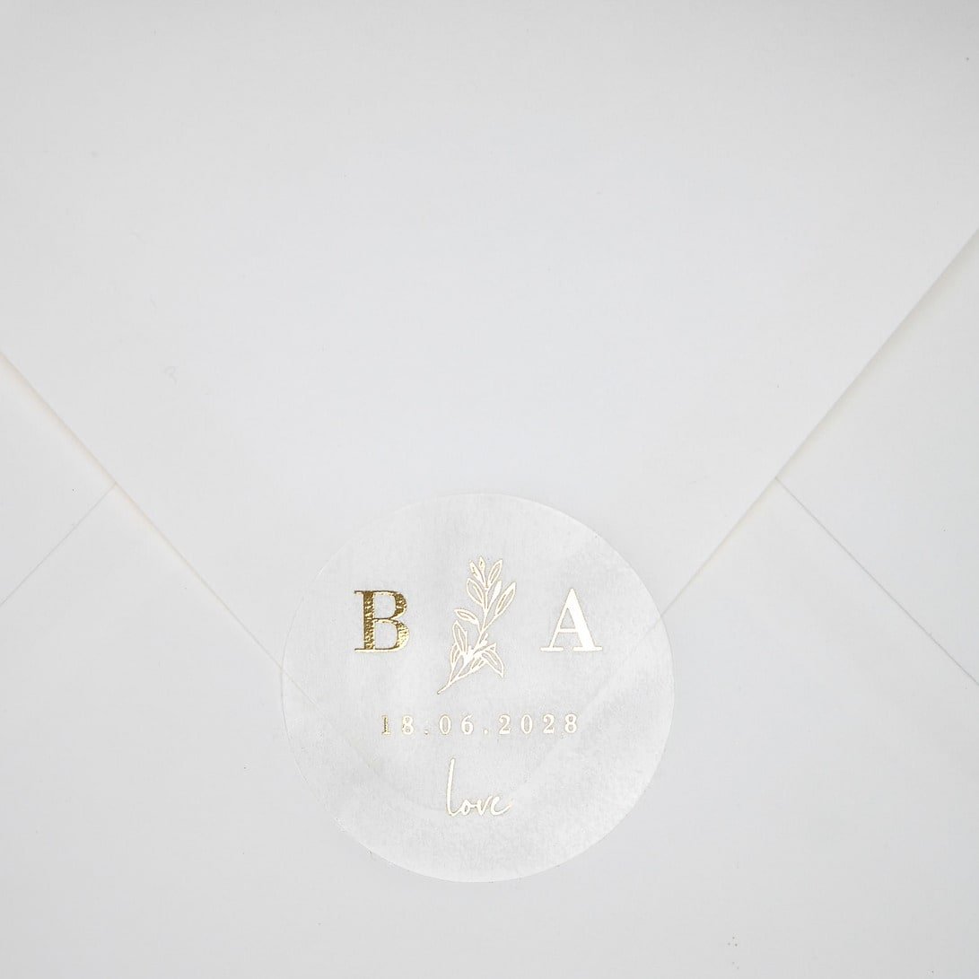 "Lila - Sticker" - Faire-part de mariage chic, élégant et romantique avec dorure or - Wedding stationery - Création Luxe Carterie Studio