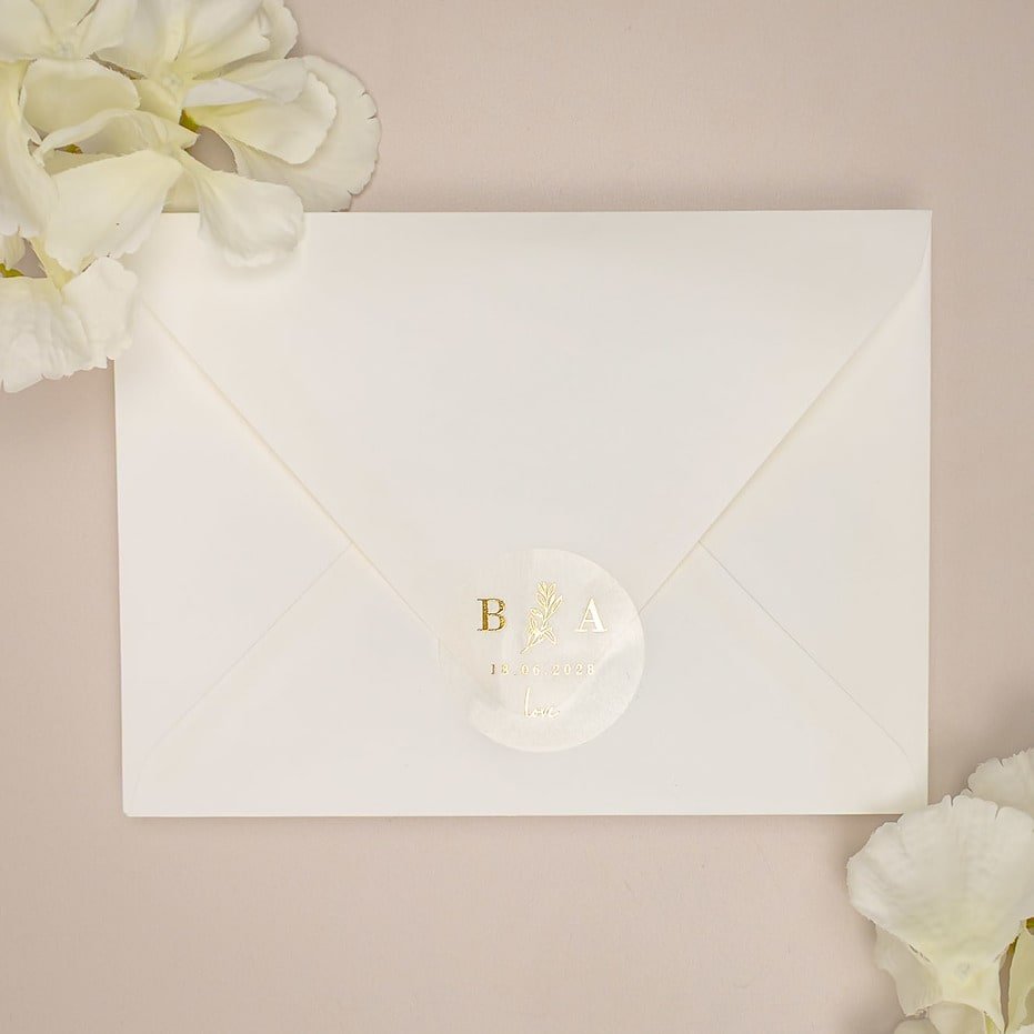 "Lila - Sticker" - Faire-part de mariage chic, élégant et romantique avec dorure or - Wedding stationery - Création Luxe Carterie Studio