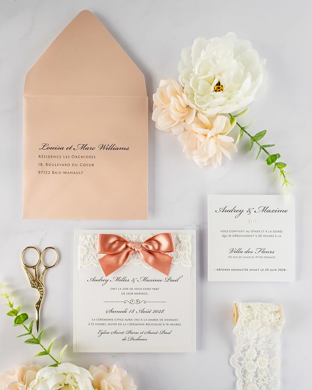 "Lilac" - Faire-part de mariage chic, élégant et romantique avec dorure or - Wedding stationery - Création Luxe Carterie Studio