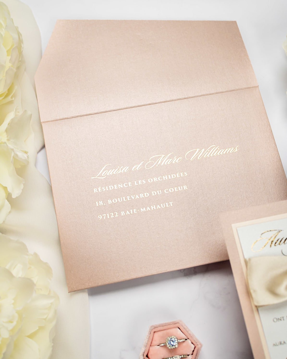 "Lisa" - Faire-part de mariage chic, élégant et romantique avec dorure or - Wedding stationery - Création Luxe Carterie Studio