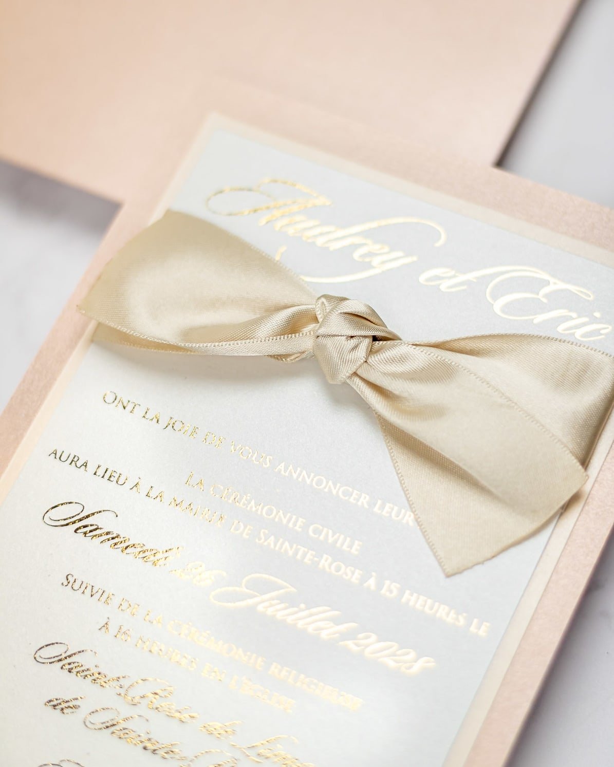 "Lisa" - Faire-part de mariage chic, élégant et romantique avec dorure or - Wedding stationery - Création Luxe Carterie Studio