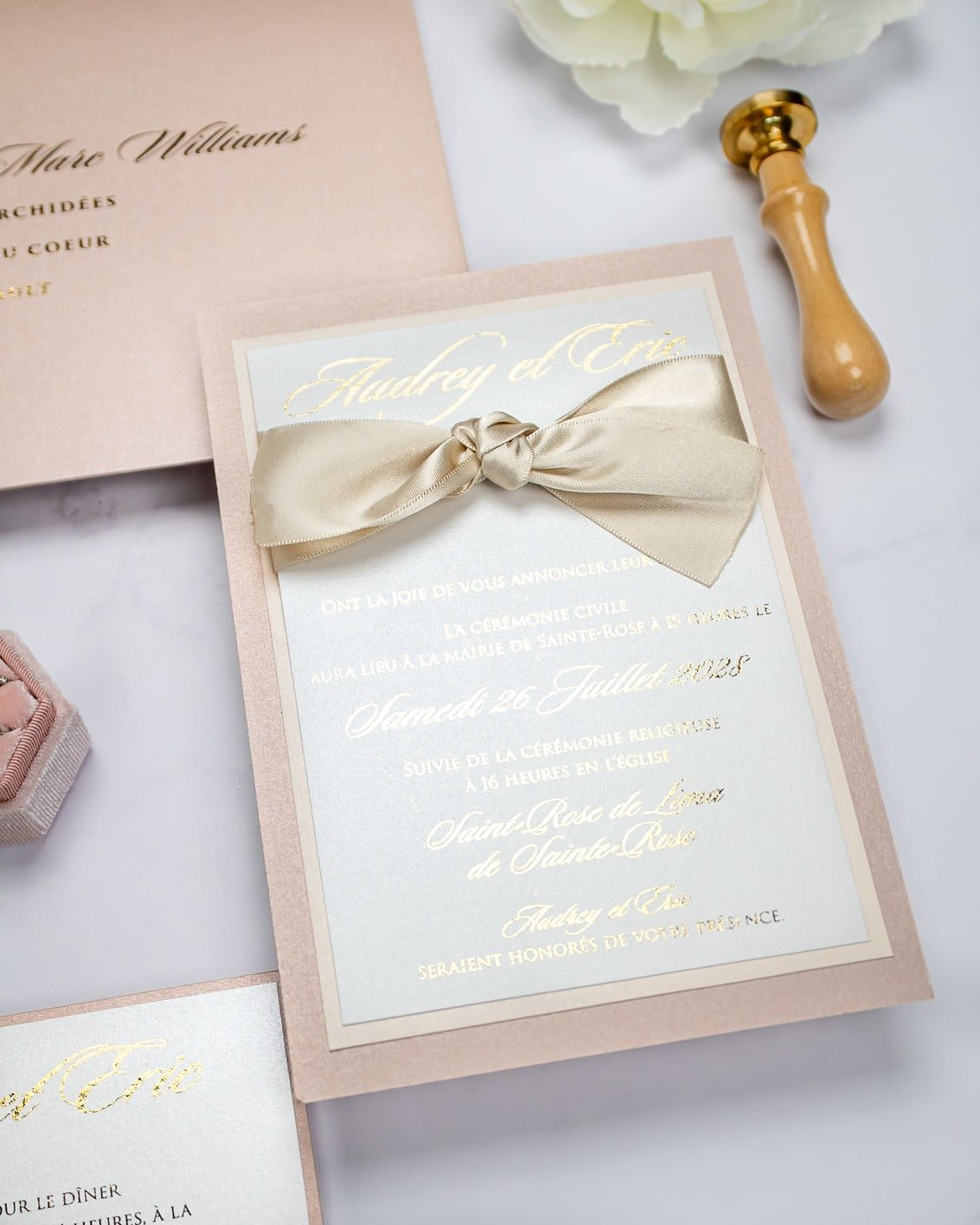 "Lisa" - Faire-part de mariage chic, élégant et romantique avec dorure or - Wedding stationery - Création Luxe Carterie Studio