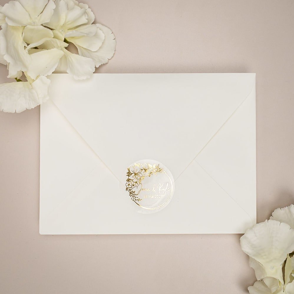 "Livia - Sticker" - Faire-part de mariage chic, élégant et romantique avec dorure or - Wedding stationery - Création Luxe Carterie Studio