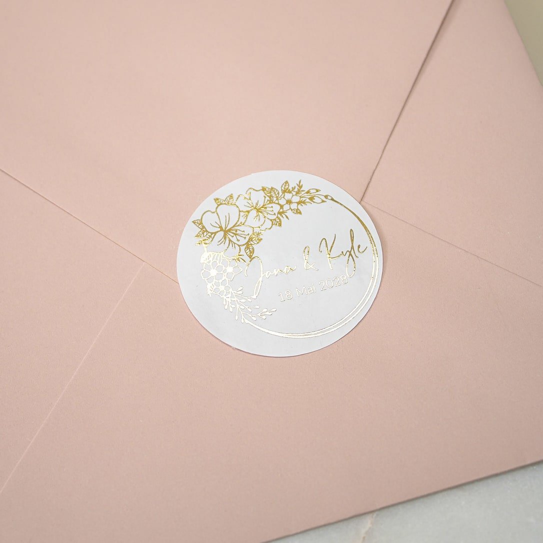 "Livia - Sticker" - Faire-part de mariage chic, élégant et romantique avec dorure or - Wedding stationery - Création Luxe Carterie Studio