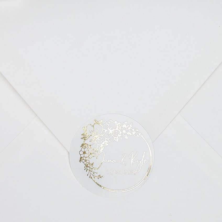 "Livia - Sticker" - Faire-part de mariage chic, élégant et romantique avec dorure or - Wedding stationery - Création Luxe Carterie Studio
