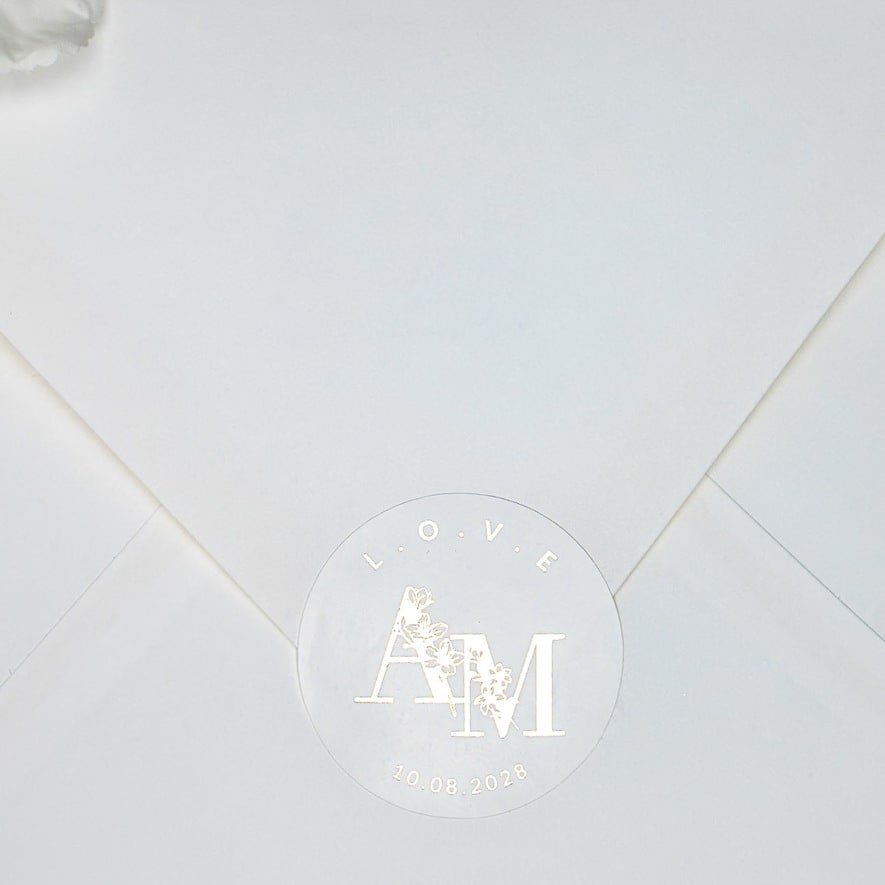 "L.O.V.E - Sticker" - Faire-part de mariage chic, élégant et romantique avec dorure or - Wedding stationery - Création Luxe Carterie Studio