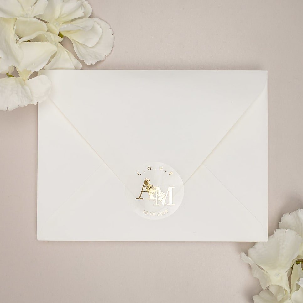 "L.O.V.E - Sticker" - Faire-part de mariage chic, élégant et romantique avec dorure or - Wedding stationery - Création Luxe Carterie Studio