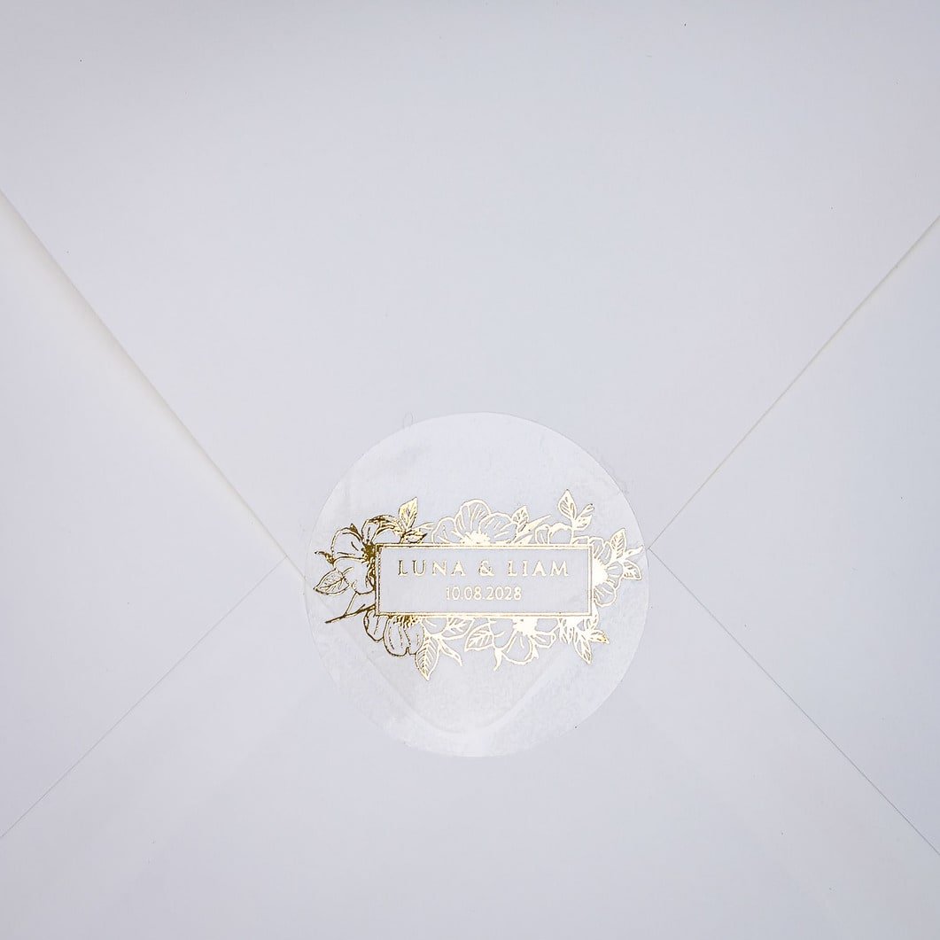 "Luana - Sticker" - Faire-part de mariage chic, élégant et romantique avec dorure or - Wedding stationery - Création Luxe Carterie Studio