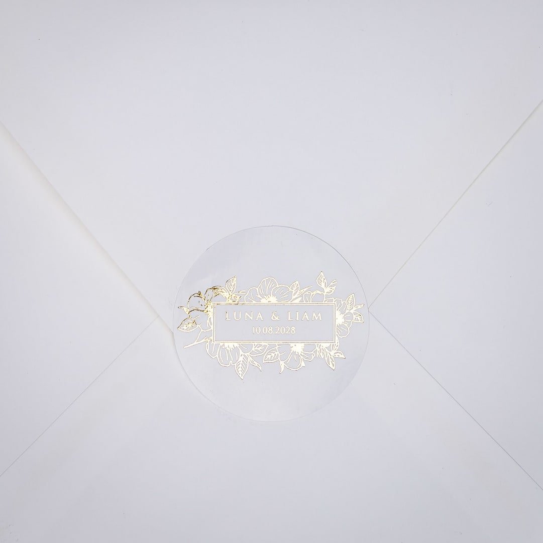 "Luana - Sticker" - Faire-part de mariage chic, élégant et romantique avec dorure or - Wedding stationery - Création Luxe Carterie Studio