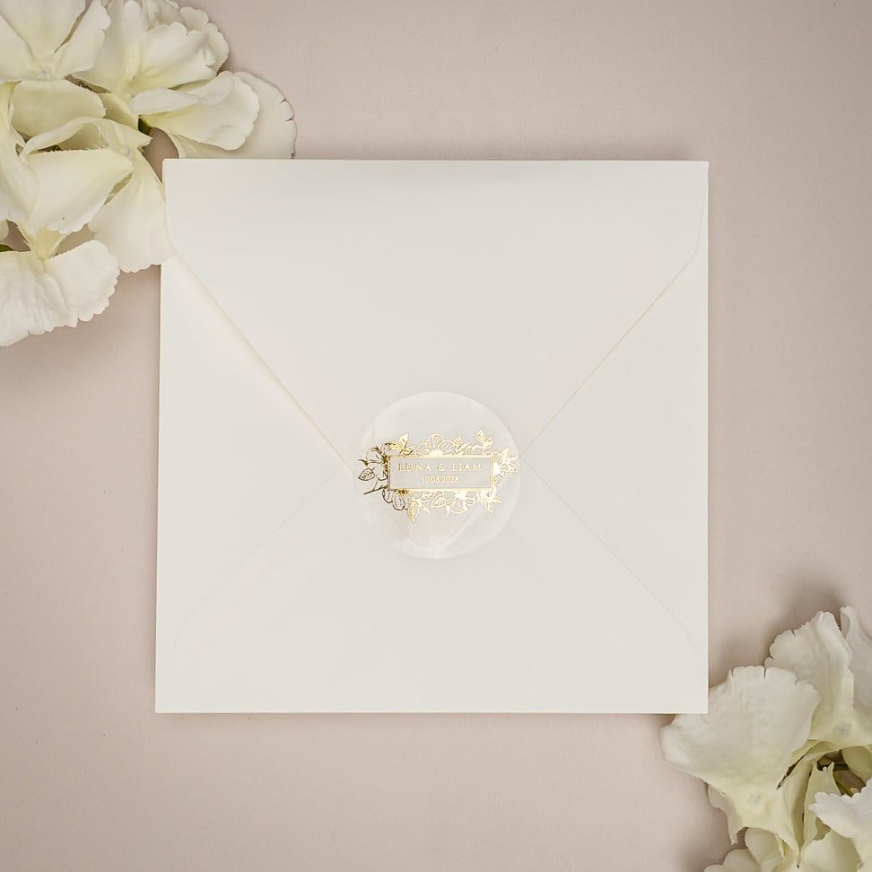 "Luana - Sticker" - Faire-part de mariage chic, élégant et romantique avec dorure or - Wedding stationery - Création Luxe Carterie Studio