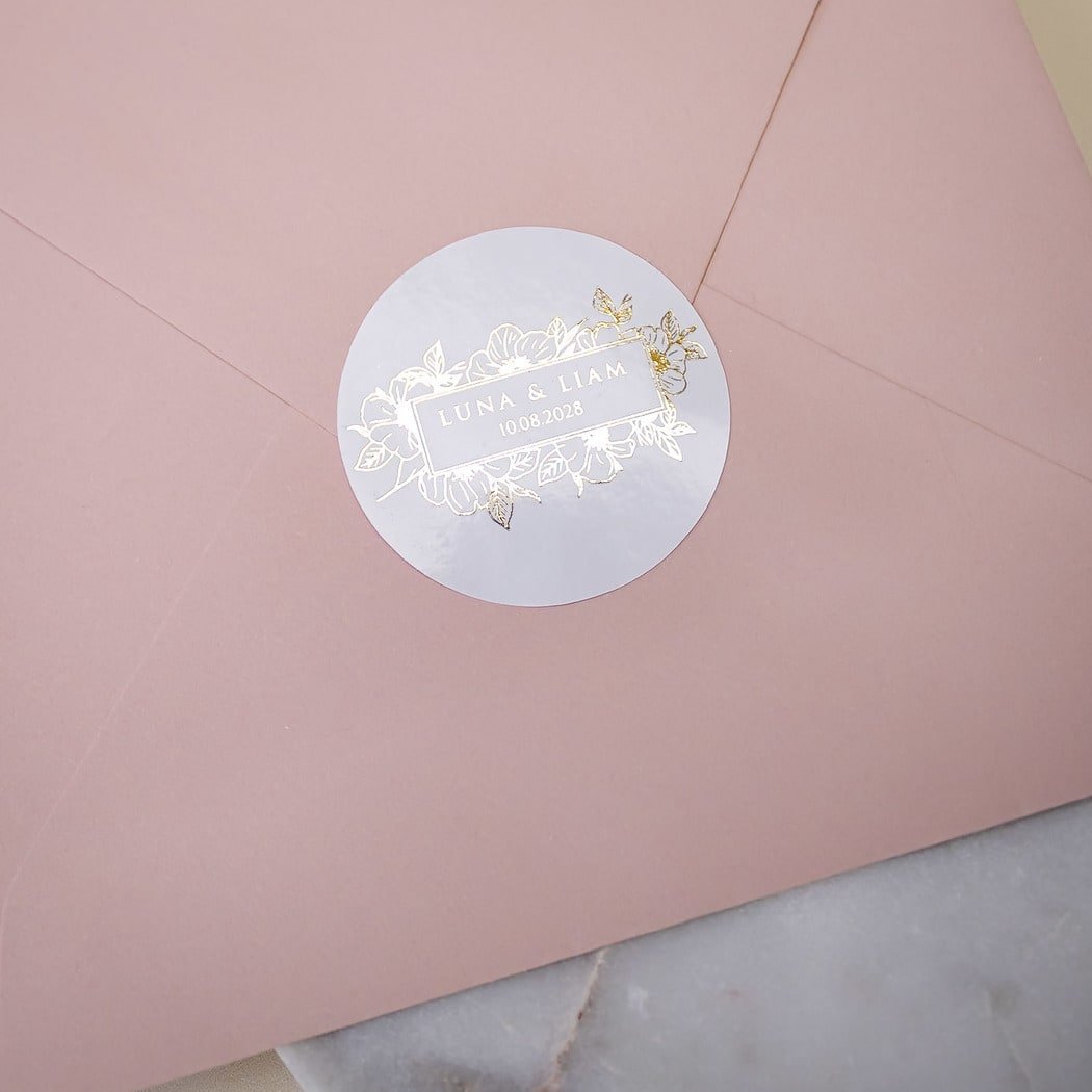 "Luana - Sticker" - Faire-part de mariage chic, élégant et romantique avec dorure or - Wedding stationery - Création Luxe Carterie Studio
