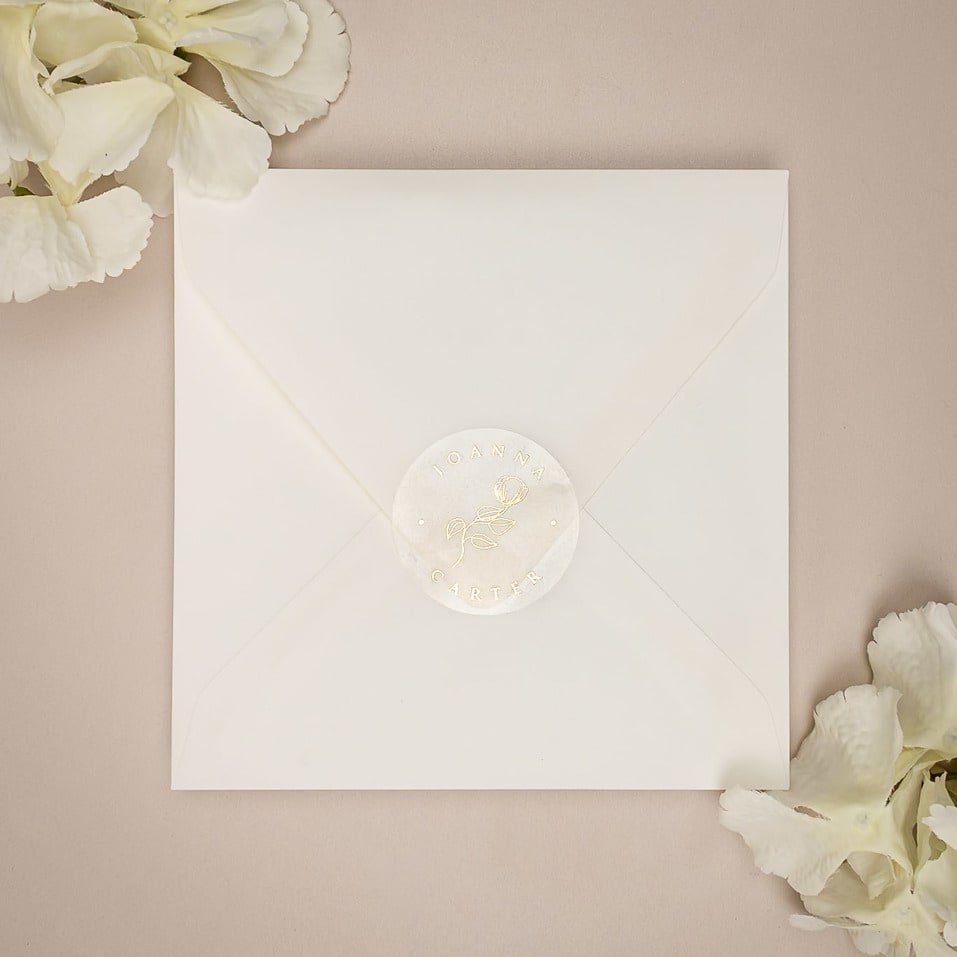 "Lucile - Sticker" - Faire-part de mariage chic, élégant et romantique avec dorure or - Wedding stationery - Création Luxe Carterie Studio