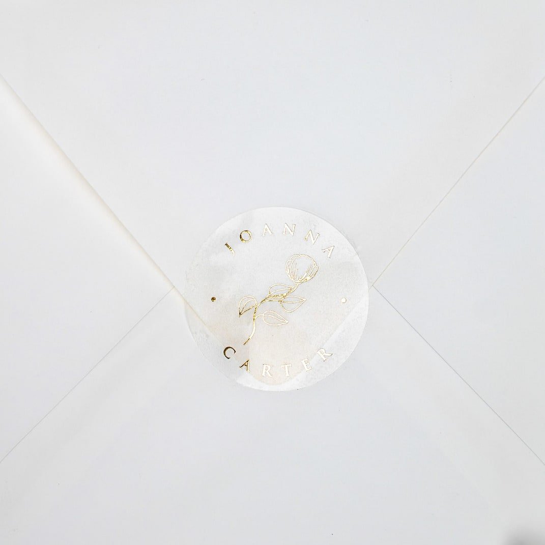 "Lucile - Sticker" - Faire-part de mariage chic, élégant et romantique avec dorure or - Wedding stationery - Création Luxe Carterie Studio
