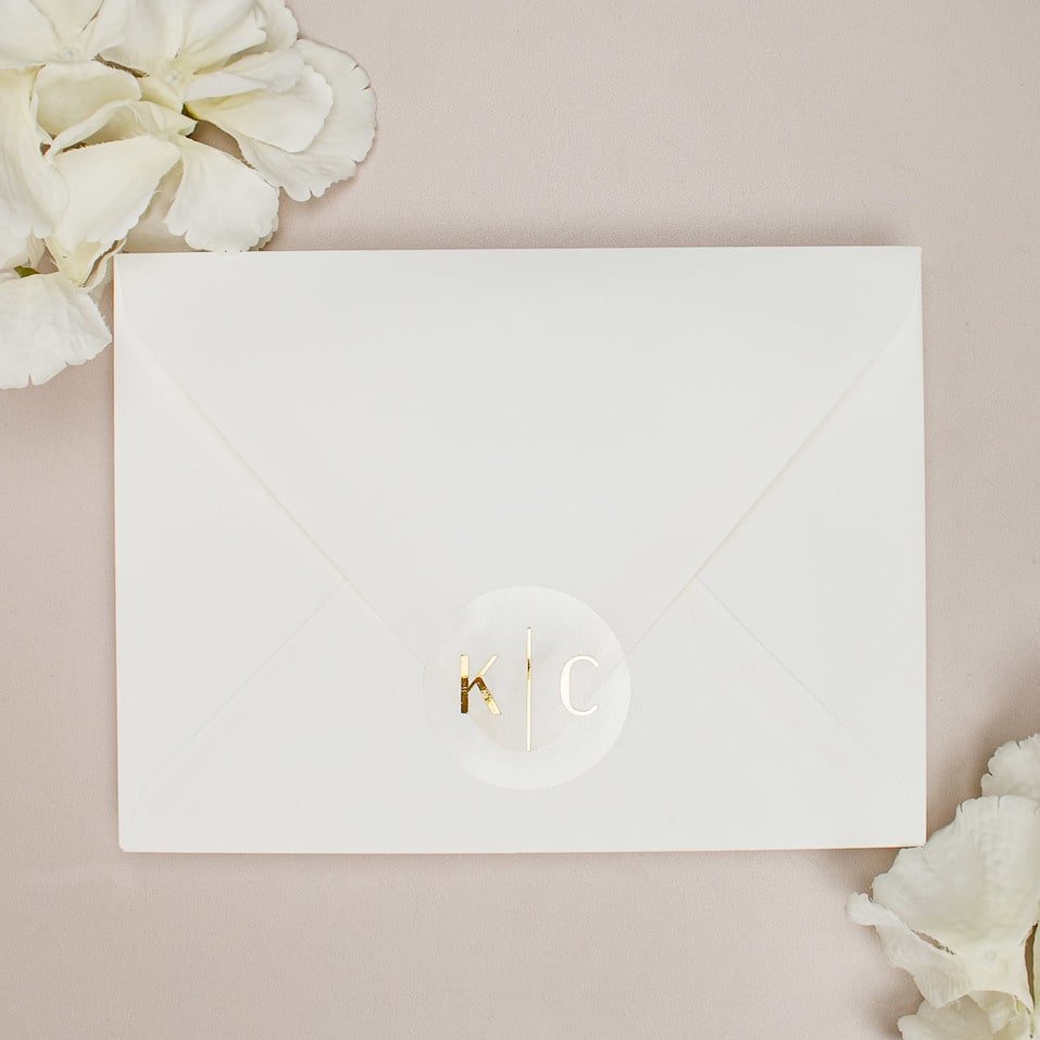 "Lucilla - Sticker" - Faire-part de mariage chic, élégant et romantique avec dorure or - Wedding stationery - Création Luxe Carterie Studio