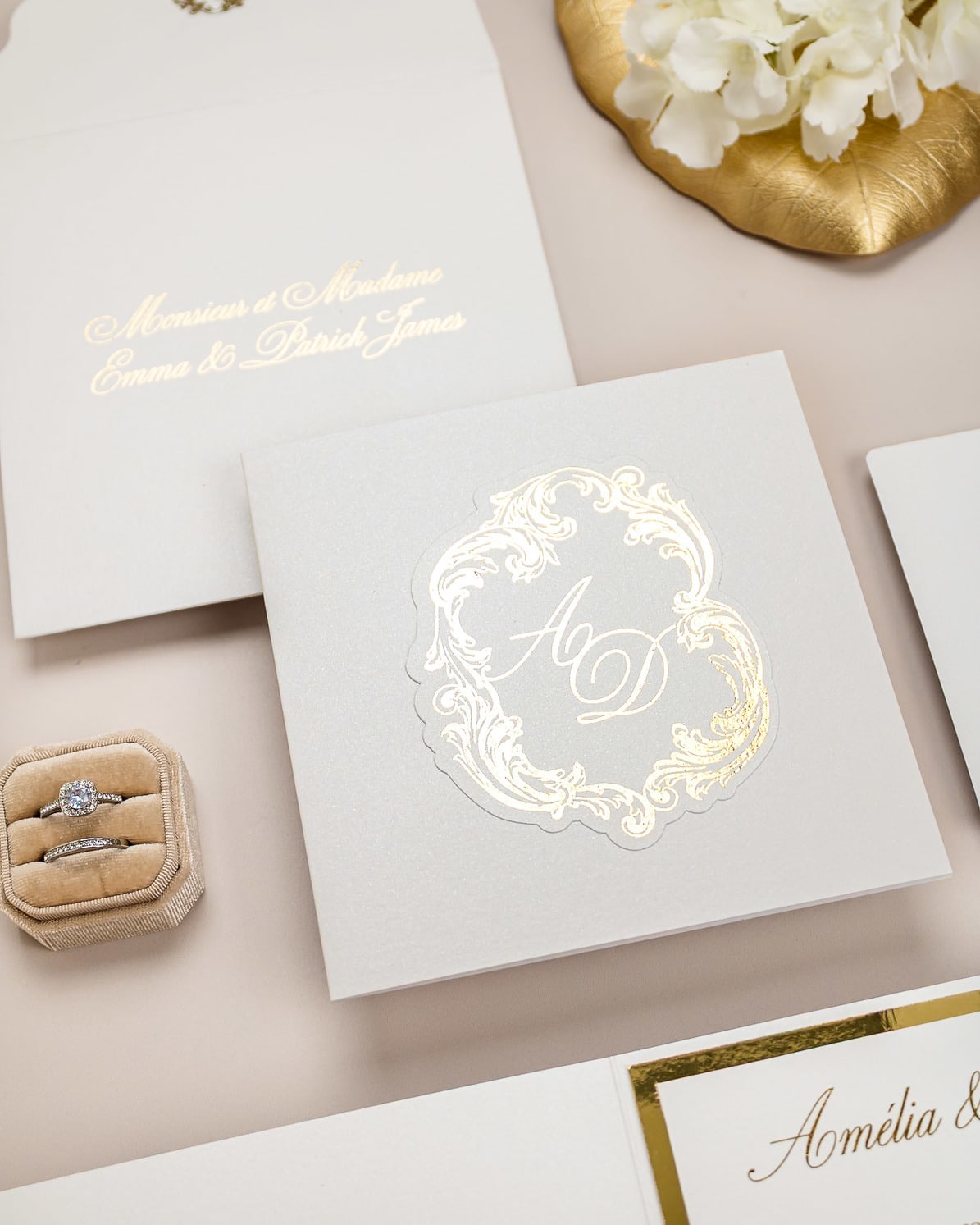 "Luna" - Faire-part de mariage chic, élégant et romantique avec dorure or - Wedding stationery - Création Luxe Carterie Studio