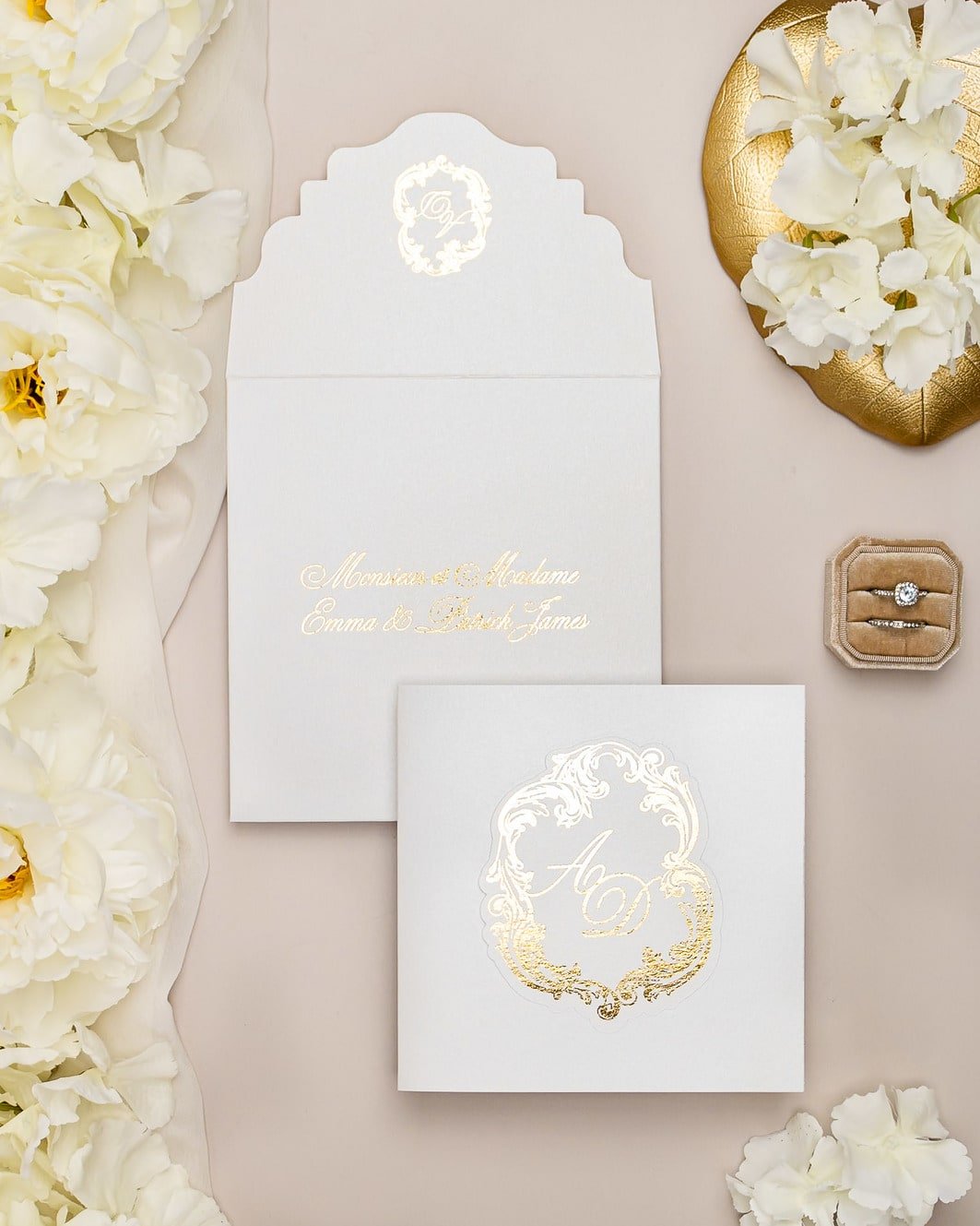 "Luna" - Faire-part de mariage chic, élégant et romantique avec dorure or - Wedding stationery - Création Luxe Carterie Studio