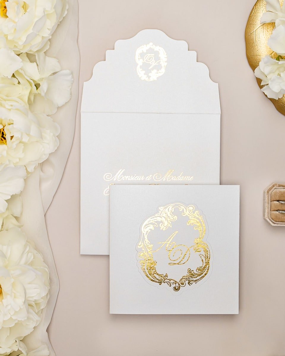 "Luna" - Faire-part de mariage chic, élégant et romantique avec dorure or - Wedding stationery - Création Luxe Carterie Studio