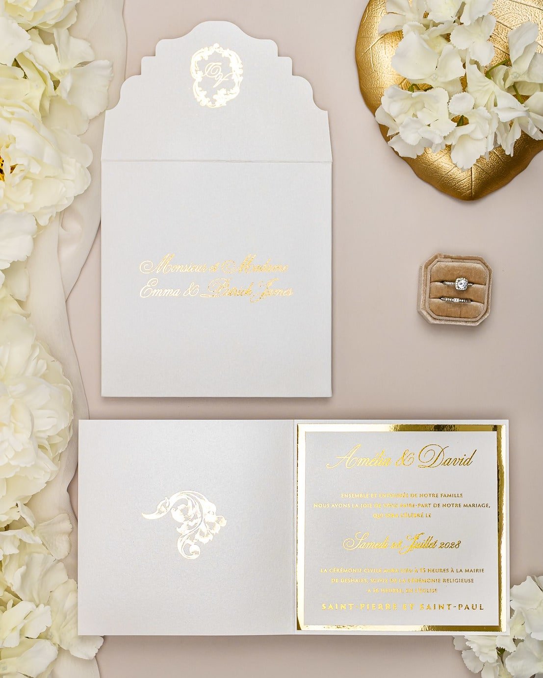 "Luna" - Faire-part de mariage chic, élégant et romantique avec dorure or - Wedding stationery - Création Luxe Carterie Studio