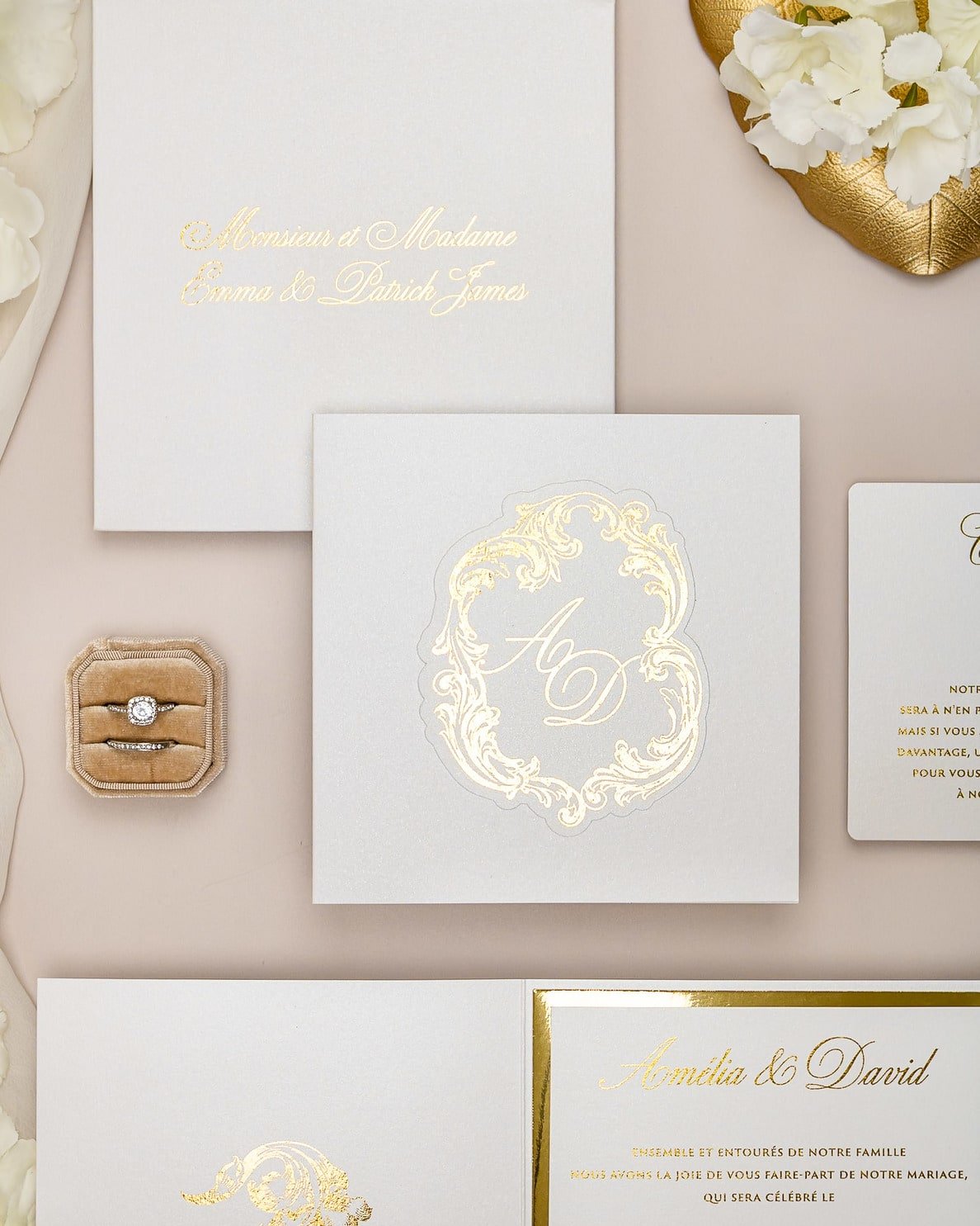 "Luna" - Faire-part de mariage chic, élégant et romantique avec dorure or - Wedding stationery - Création Luxe Carterie Studio