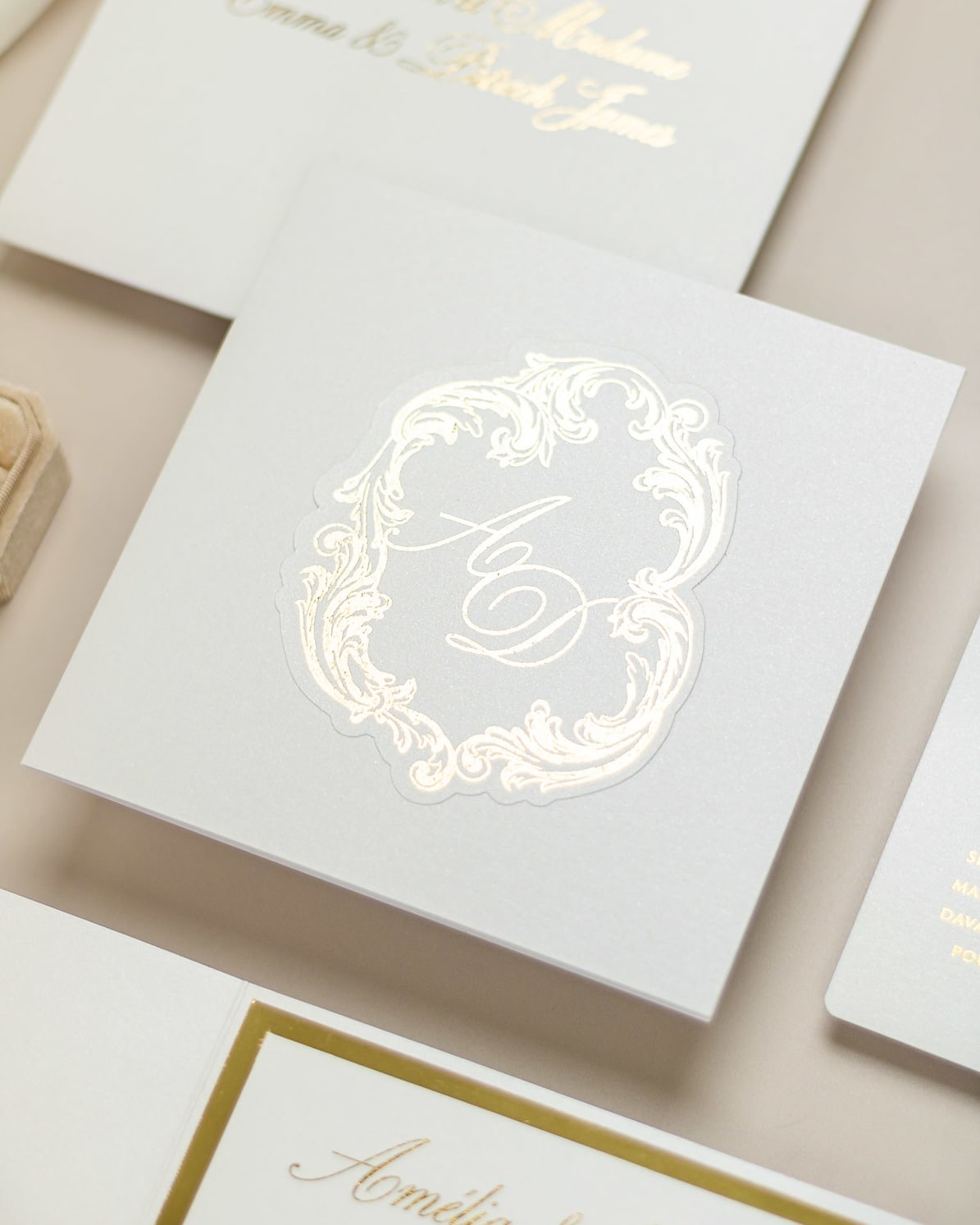 "Luna" - Faire-part de mariage chic, élégant et romantique avec dorure or - Wedding stationery - Création Luxe Carterie Studio