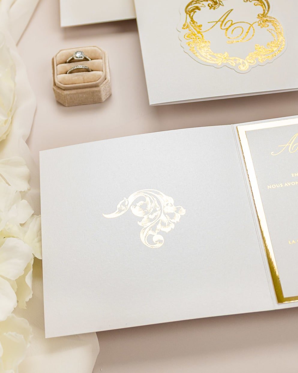 "Luna" - Faire-part de mariage chic, élégant et romantique avec dorure or - Wedding stationery - Création Luxe Carterie Studio