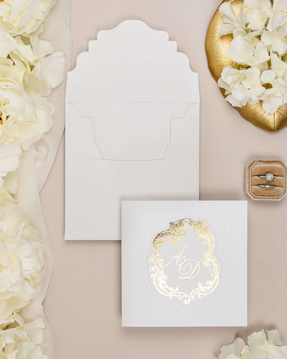 "Luna" - Faire-part de mariage chic, élégant et romantique avec dorure or - Wedding stationery - Création Luxe Carterie Studio