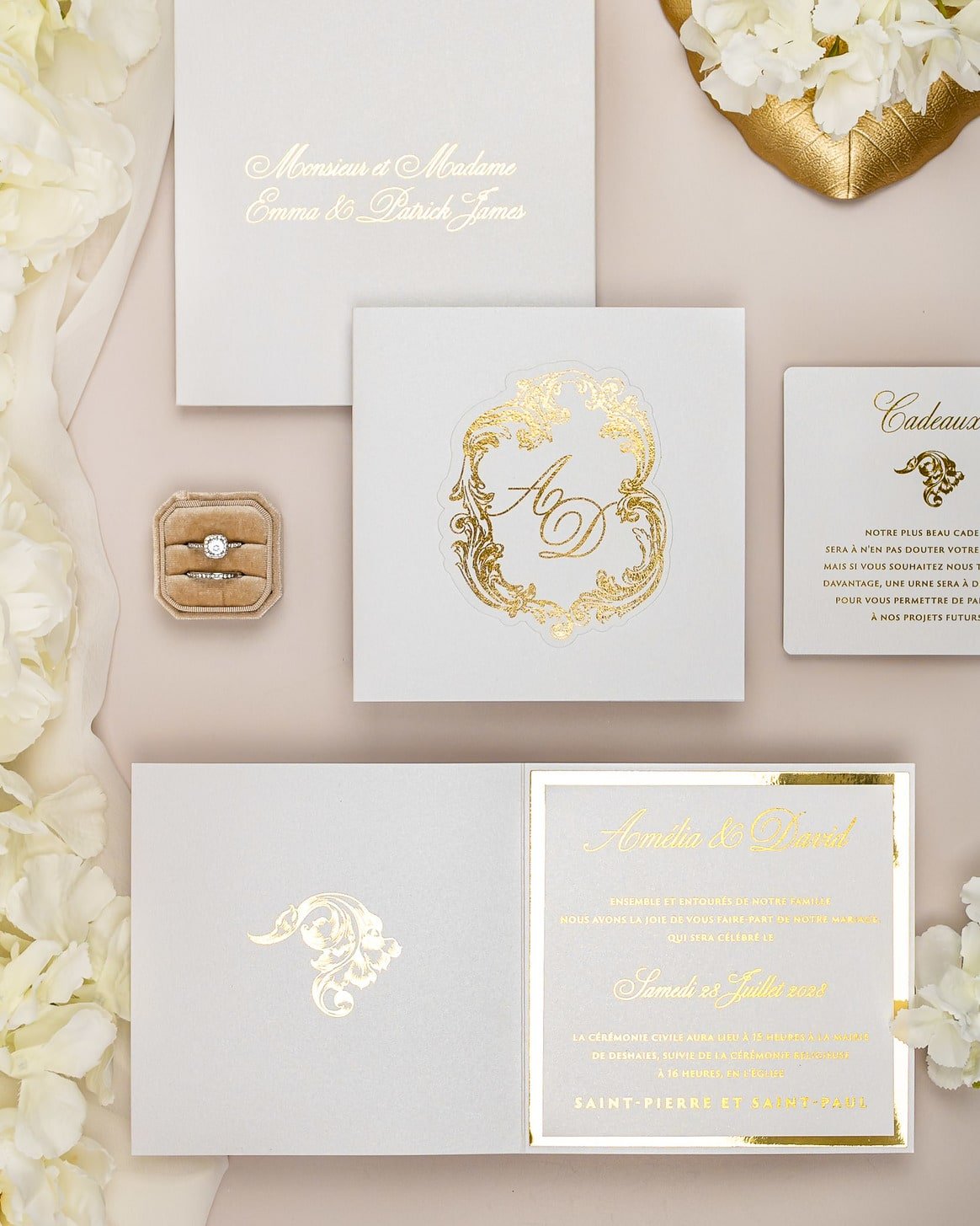 "Luna" - Faire-part de mariage chic, élégant et romantique avec dorure or - Wedding stationery - Création Luxe Carterie Studio