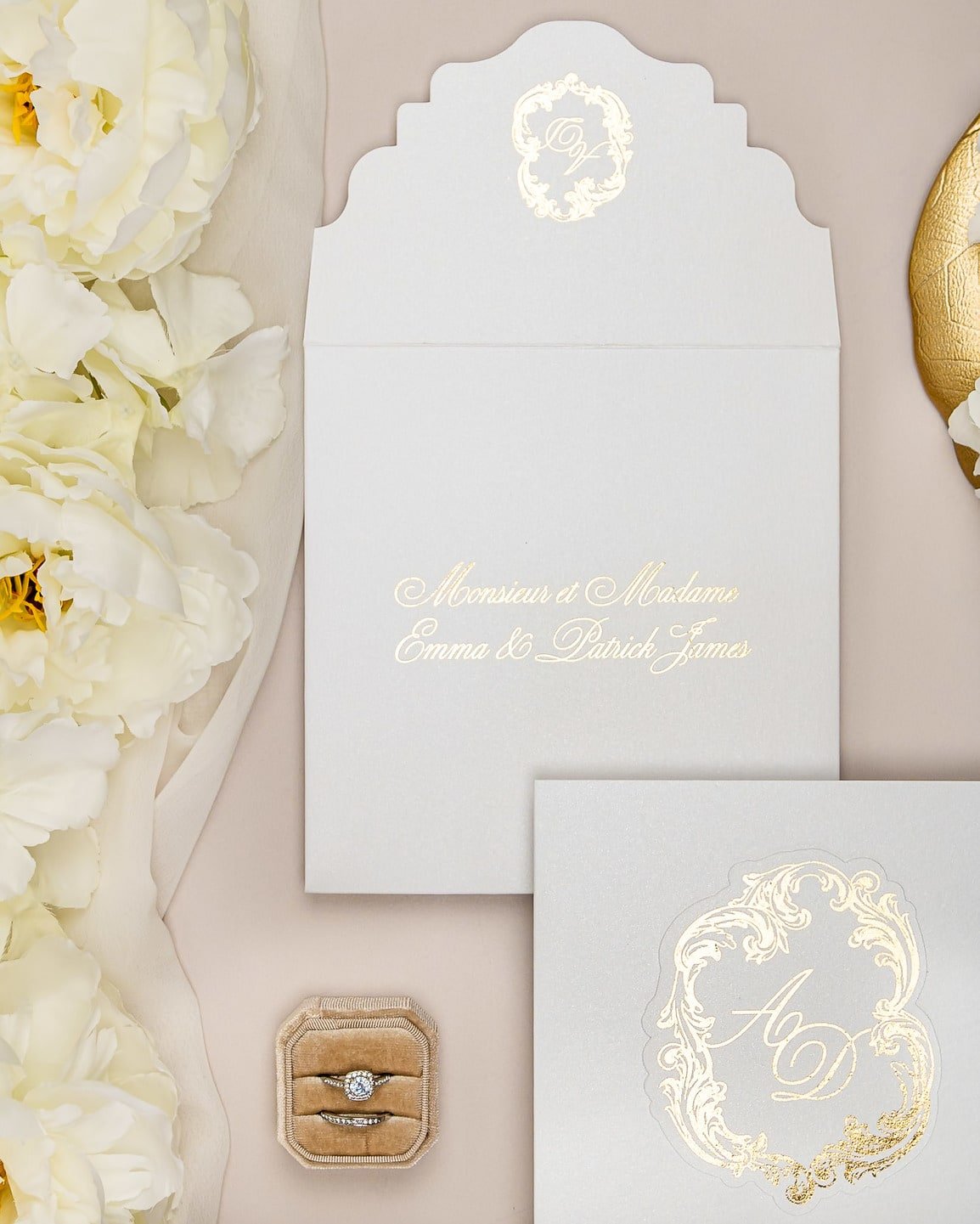 "Luna" - Faire-part de mariage chic, élégant et romantique avec dorure or - Wedding stationery - Création Luxe Carterie Studio