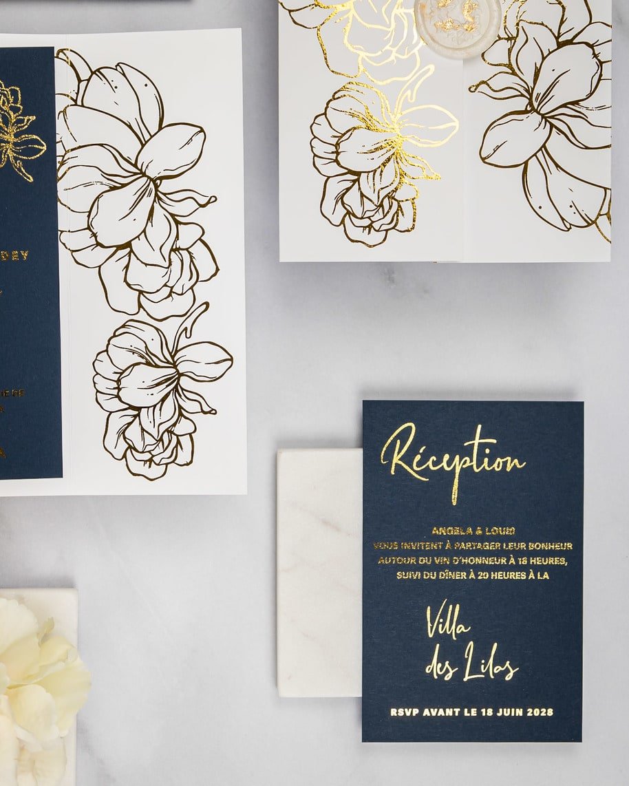 "Luz" - Faire-part de mariage chic, élégant et romantique avec dorure or - Wedding stationery - Création Luxe Carterie Studio
