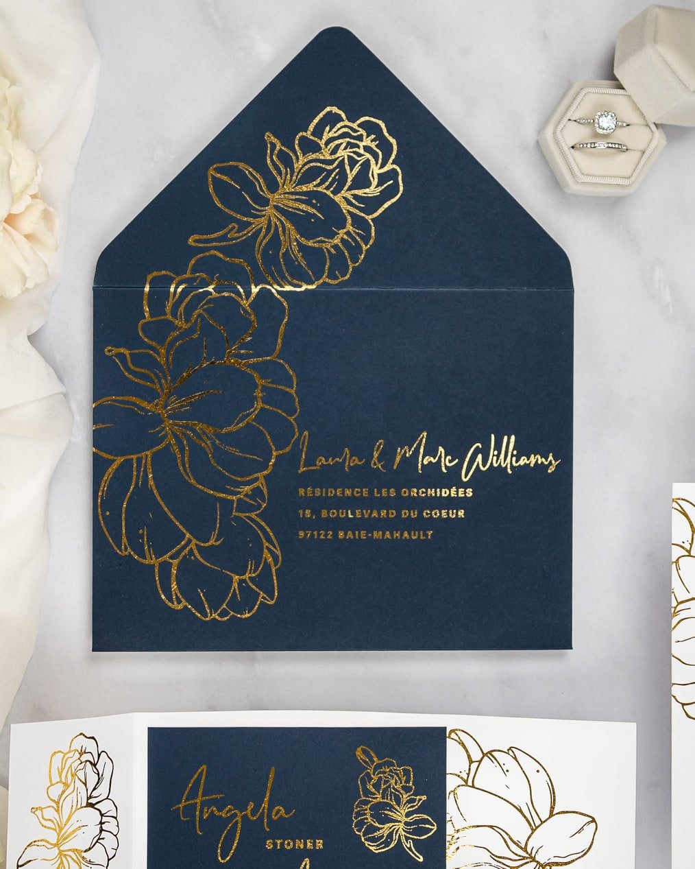 "Luz" - Faire-part de mariage chic, élégant et romantique avec dorure or - Wedding stationery - Création Luxe Carterie Studio