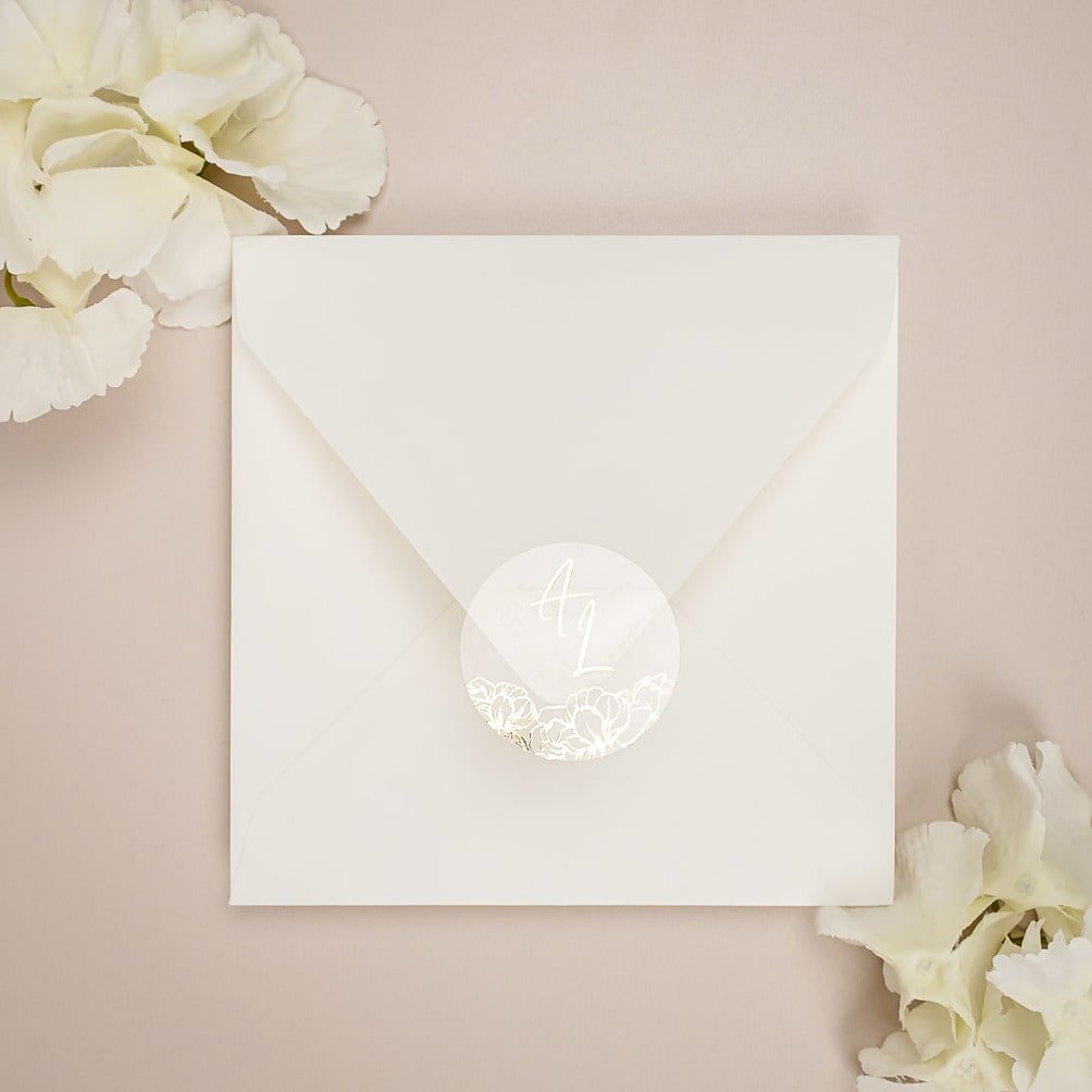 "Luz - Sticker" - Faire-part de mariage chic, élégant et romantique avec dorure or - Wedding stationery - Création Luxe Carterie Studio