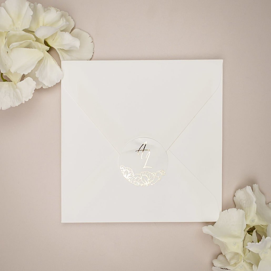"Luz - Sticker" - Faire-part de mariage chic, élégant et romantique avec dorure or - Wedding stationery - Création Luxe Carterie Studio