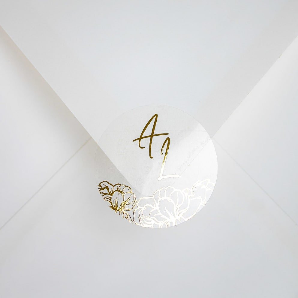 "Luz - Sticker" - Faire-part de mariage chic, élégant et romantique avec dorure or - Wedding stationery - Création Luxe Carterie Studio