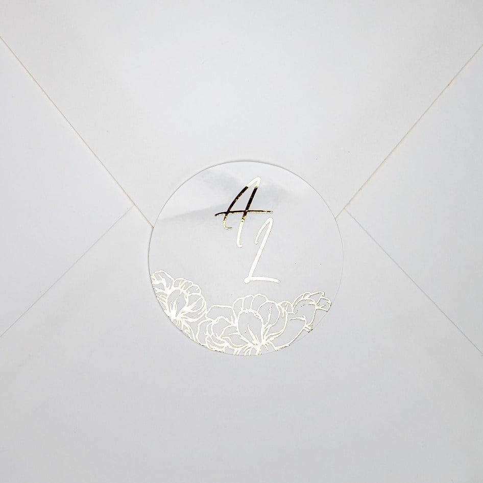 "Luz - Sticker" - Faire-part de mariage chic, élégant et romantique avec dorure or - Wedding stationery - Création Luxe Carterie Studio