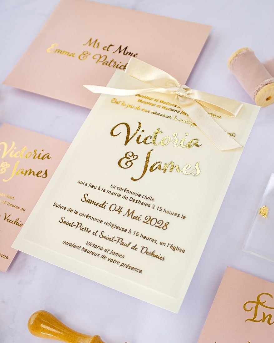"Manon" - Faire-part de mariage chic, élégant et romantique avec dorure or - Wedding stationery - Création Luxe Carterie Studio