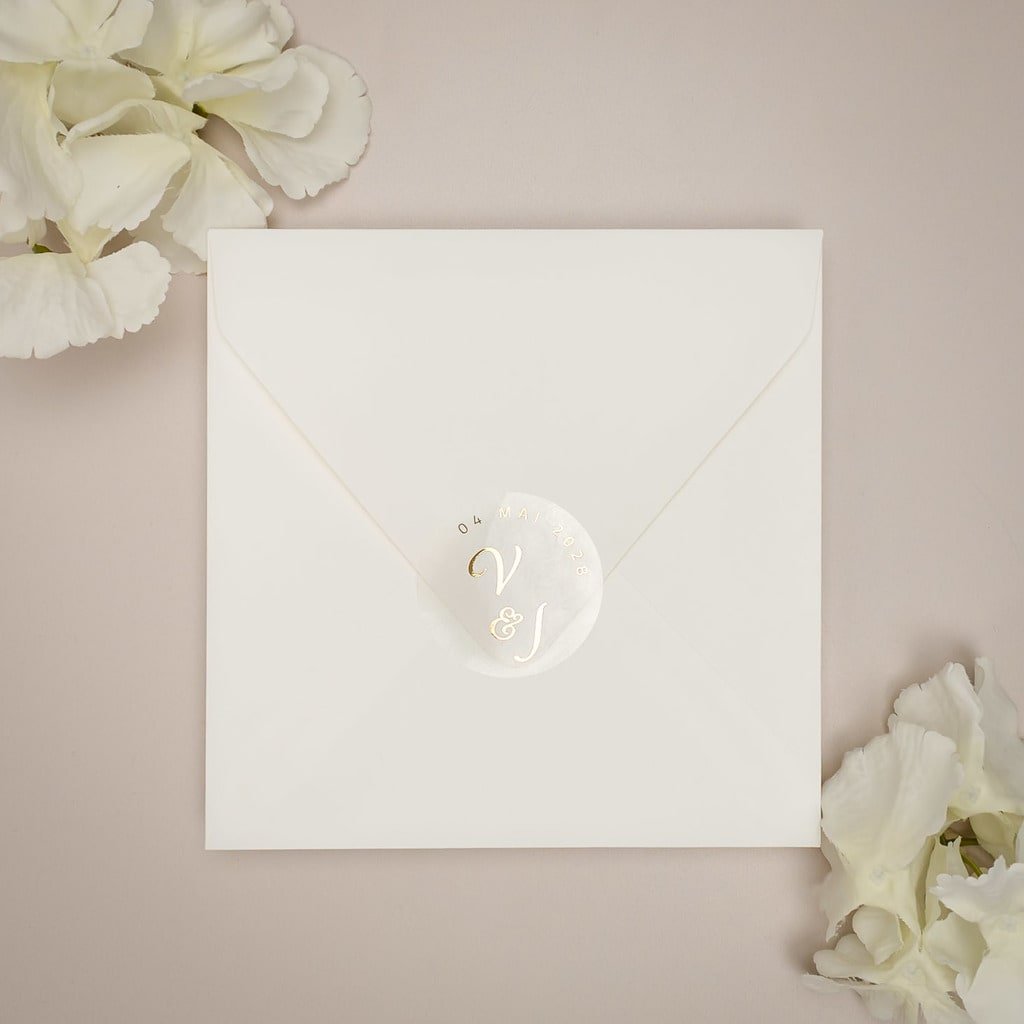 "Manon - Sticker" - Faire-part de mariage chic, élégant et romantique avec dorure or - Wedding stationery - Création Luxe Carterie Studio