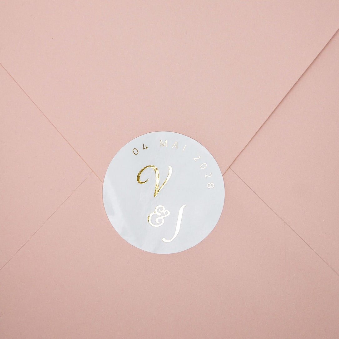 "Manon - Sticker" - Faire-part de mariage chic, élégant et romantique avec dorure or - Wedding stationery - Création Luxe Carterie Studio