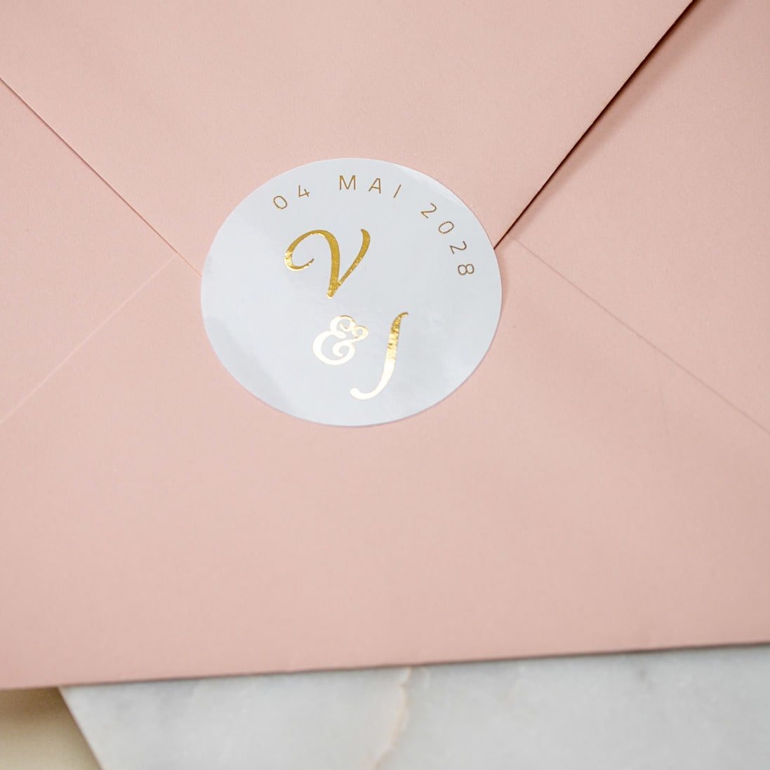 "Manon - Sticker" - Faire-part de mariage chic, élégant et romantique avec dorure or - Wedding stationery - Création Luxe Carterie Studio