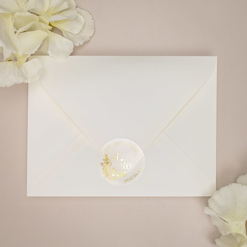 "Marcella - Sticker" - Faire-part de mariage chic, élégant et romantique avec dorure or - Wedding stationery - Création Luxe Carterie Studio