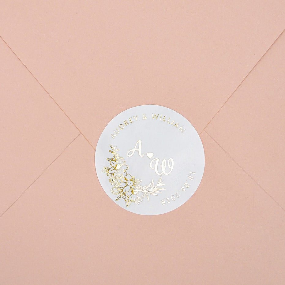 "Marcella - Sticker" - Faire-part de mariage chic, élégant et romantique avec dorure or - Wedding stationery - Création Luxe Carterie Studio