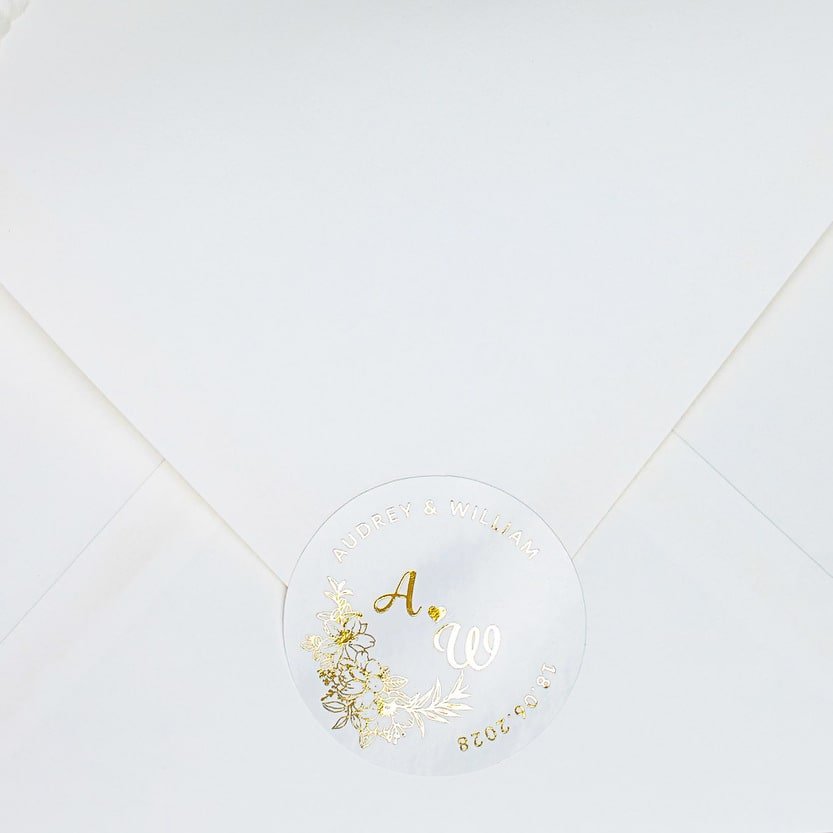 "Marcella - Sticker" - Faire-part de mariage chic, élégant et romantique avec dorure or - Wedding stationery - Création Luxe Carterie Studio