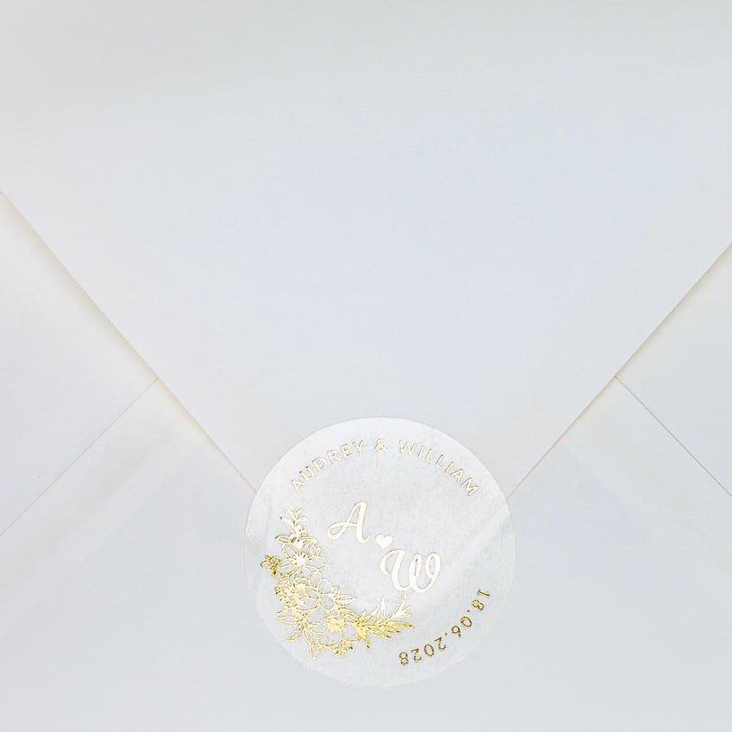 "Marcella - Sticker" - Faire-part de mariage chic, élégant et romantique avec dorure or - Wedding stationery - Création Luxe Carterie Studio