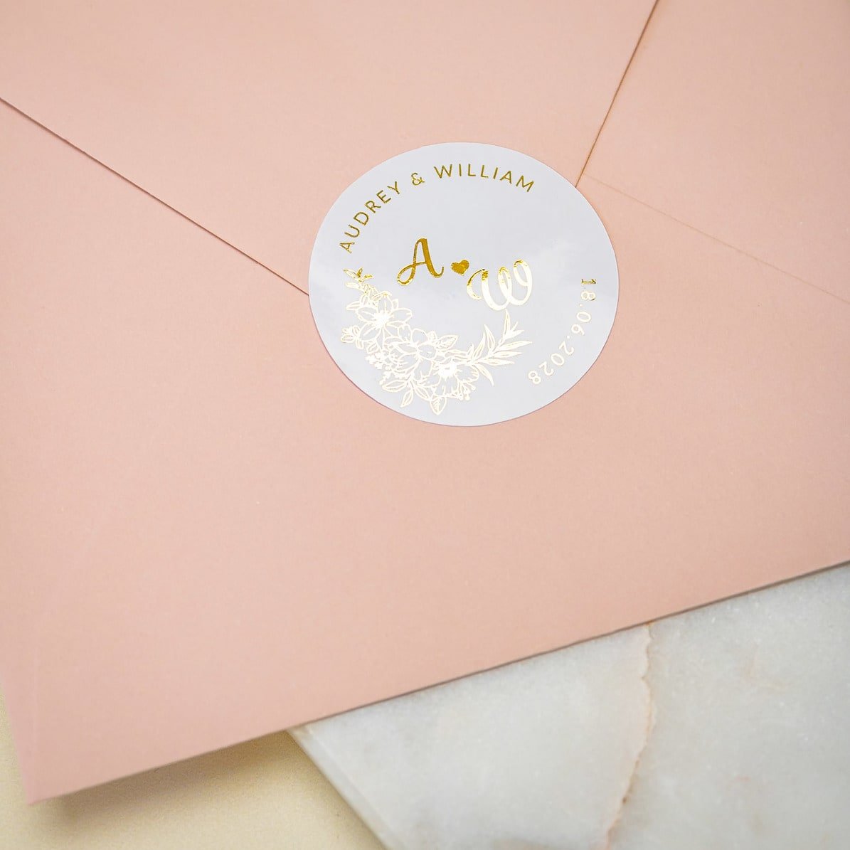 "Marcella - Sticker" - Faire-part de mariage chic, élégant et romantique avec dorure or - Wedding stationery - Création Luxe Carterie Studio