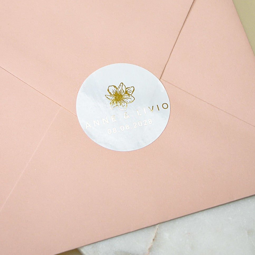 "Martina - Sticker" - Faire-part de mariage chic, élégant et romantique avec dorure or - Wedding stationery - Création Luxe Carterie Studio