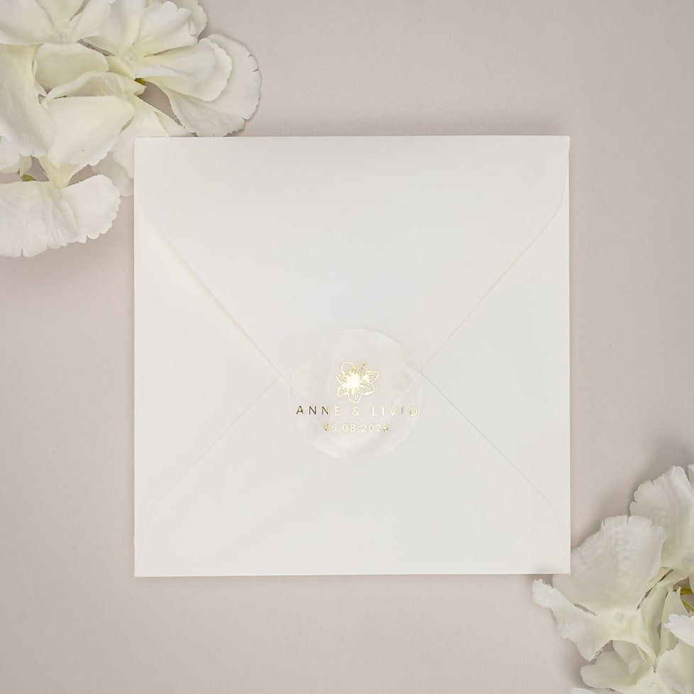 "Martina - Sticker" - Faire-part de mariage chic, élégant et romantique avec dorure or - Wedding stationery - Création Luxe Carterie Studio