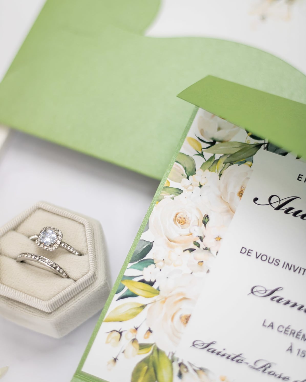 "Maud" - Faire-part de mariage fleuris élégant et romantique avec dorure or et wax seal – Wedding stationery - Création Luxe Carterie Studio
