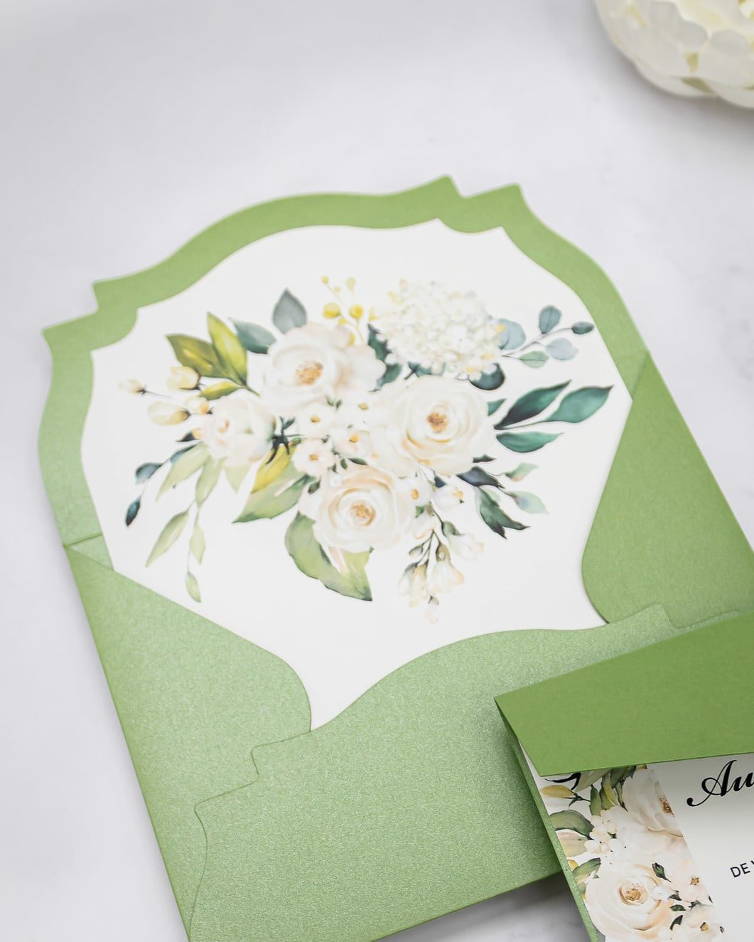 "Maud" - Faire-part de mariage fleuris élégant et romantique avec dorure or et wax seal – Wedding stationery - Création Luxe Carterie Studio